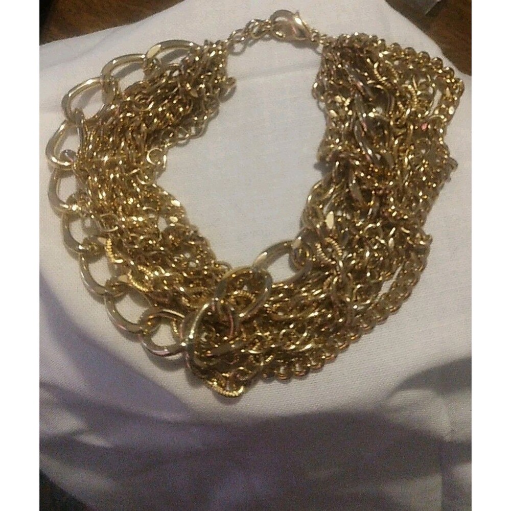 Gold Tone Bracelet 5 Different Kinds Of Multi-strand Chain Links Costume Jewelry